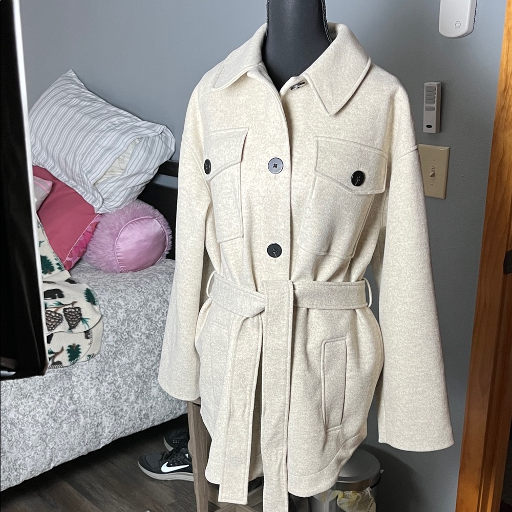 Women's Cream Belted Jacket